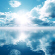 sky in heaven wallpaper, clouds under the sky in the ocean view of heaven, sparkling water reflections. Generative Ai. 