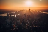 Fototapeta Nowy Jork - City skyline at sunset
