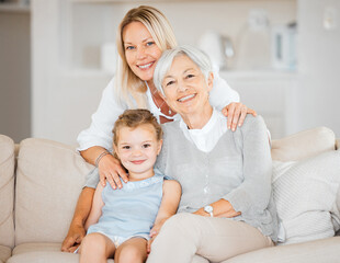 Canvas Print - Its a girls day. Shot of a little girl spending time with her mother and grandmother at home.