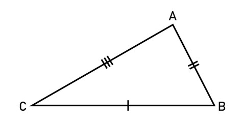 Poster - Scalene triangle shape in geometry. Mathematics resources for teachers. Vector illustration isolated on white background.