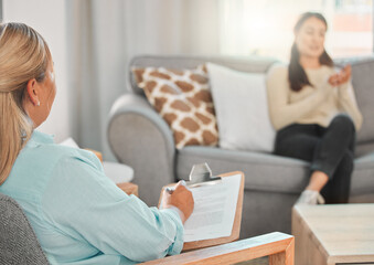 Aufkleber - Mental illness is not a choice, but recovery is. Shot of a psychologist making notes during a consultation.