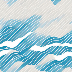  seamless background watercolor lines and waves, blue and gold shades colors , minimalist tiling art , Generative AI