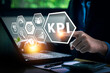© Sutthiphong - KPI key performance indicator business technology concept. Business executives use business news metrics to measure success against planned targets, Improving business process efficiency