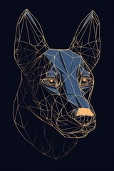 Wall Mural - Dog head geometric line art style illustration made with Generative AI 