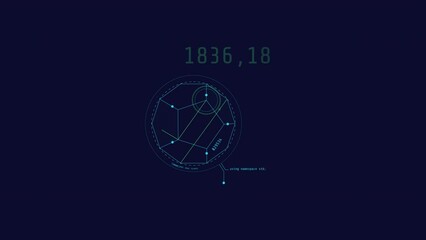 Wall Mural - looped animation of geometric shapes with decagon hud element.