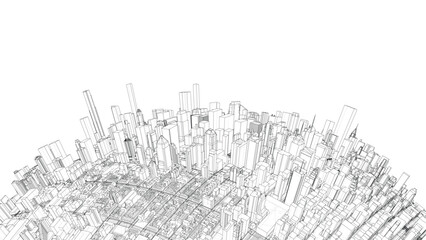 Poster - 3d city sphere. Vector rendering of 3d