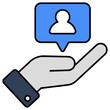 A conceptual flat design icon of user chat