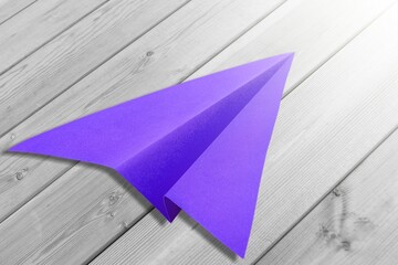 Poster - Purple colored paper plane on background