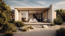 Minimalistic Contemporary Modern Beach House. Generative AI