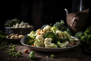 freshly made cauliflower and broccoli created with Generative AI technology