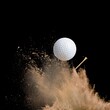 White sport golf ball in dry sand