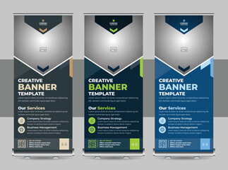 Wall Mural - corporate roll up banner design template, vertical, abstract background, pull up design, modern x-ba