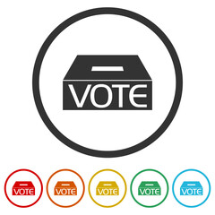 Wall Mural - Vote box icon. Set icons in color circle buttons