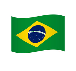 Sticker - Brazil flag - simple wavy vector icon with shading.