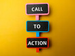 Colored wooden board with the word CALL TO ACTION
