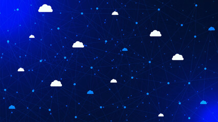 Digital data storage with cloud computing icons for web server technology concept background design.