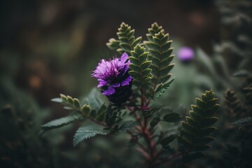 Wall Mural - Image of a purple wildflower with its surrounding foliage blurred out. Generative AI