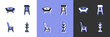 © Iryna - Set Coat stand, Sofa, Chair and icon. Vector