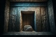 Illustration of an Egyptian tomb with hieroglyphs on the wall. Generative AI