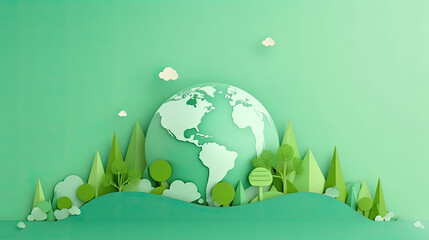 Wall Mural - Isolated green world with copy space. Generative AI