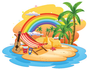 Wall Mural - summer beach scene template
