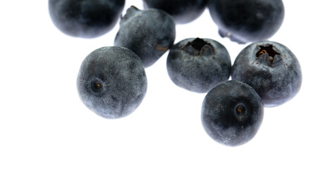 Sticker - Ripe blueberries isolated on white background. Macro.