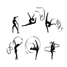 Rhythmic gymnast silhouette vector illustration