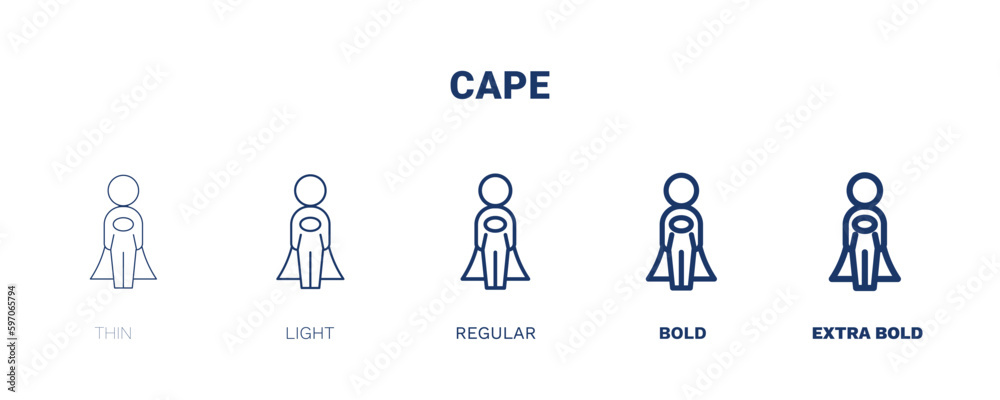 cape icon. Thin, light, regular, bold, black cape icon set from people ...