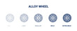 alloy wheel icon. Thin, light, regular, bold, black alloy wheel icon set from transportation collection. Editable alloy wheel symbol can be used web and mobile
