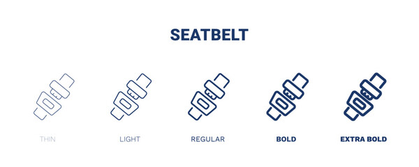 seatbelt icon. Thin, light, regular, bold, black seatbelt icon set from transportation collection. Editable seatbelt symbol can be used web and mobile