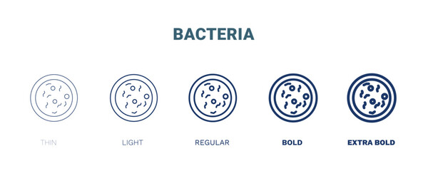 bacteria icon. Thin, light, regular, bold, black bacteria icon set from medical collection. Editable bacteria symbol can be used web and mobile