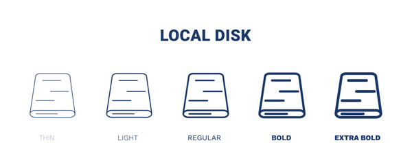 Poster - local disk icon. Thin, light, regular, bold, black local disk icon set from hardware and equipment collection. Editable local disk symbol can be used web and mobile