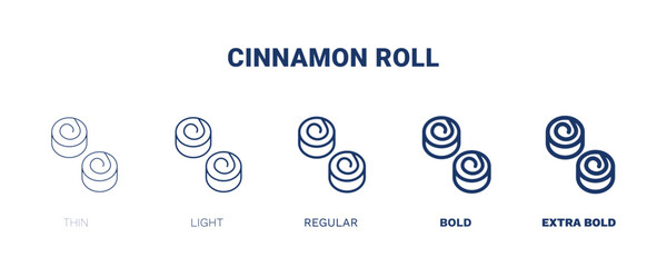 Sticker - cinnamon roll icon. Thin, light, regular, bold, black cinnamon roll icon set from hotel and restaurant collection. Editable cinnamon roll symbol can be used web and mobile