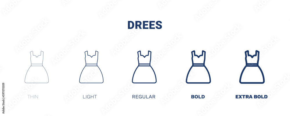drees icon. Thin, light, regular, bold, black drees icon set from clothes and outfit collection. Editable drees symbol can be used web and mobile