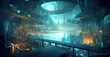 © Valeriy - Cyberpunk Urban Future. Futuristic Cityscape. Huge Neon Skyscrapers. Aerial view to a panorama of a futuristic city. Sci-fi wallpaper. Generative AI illustration.