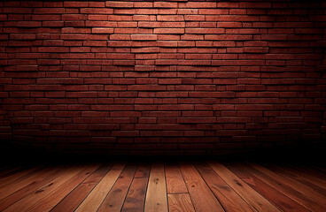  red brick wall texture and wood floor background