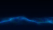 © Flow 37 - Futuristic technology wave. Digital cyberspace. Abstract wave with moving particles on background. Big data analytics. 3d rendering.