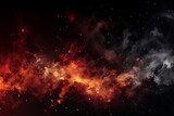 Fototapeta Przestrzenne - Black and red smoky and fire sparks background. AI generated