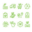 Sustainable logistics and supply chain. Vector simple line icon set for eco, recycle or sustainable products.