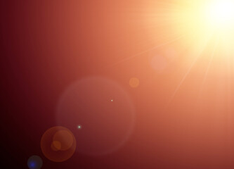 Wall Mural - sunset orange rays with highlights on a dark background. abstract background.