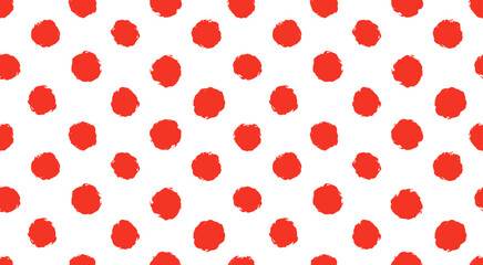 Wall Mural - hand drawn bold oversized dots vector texture. polka dot seamless pattern background. hand drawn red and white circle textile