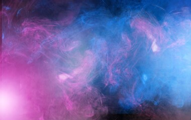 Poster - Colorful smoke wave clouds in light on dark background