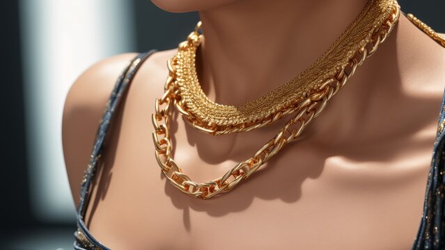 A Tasteful Display Of A Woman With A Gold Chain Necklace AI Generative