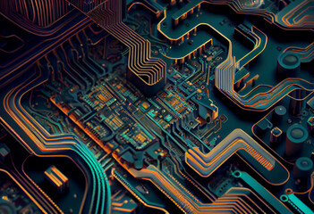 Aufkleber - A network of interconnected neurons, resembling a brain map. Generative AI technology.