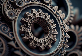 Poster - gears on black Generative AI technology.