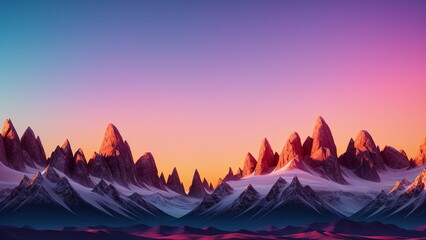 Wall Mural - A Colorful Sky With A Mountain Range In The Background AI Generative