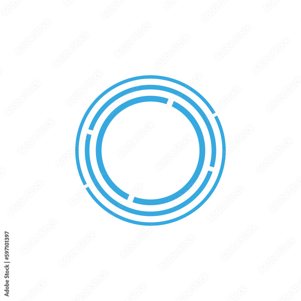 Logo of a circular labyrinth empty inside. Сolored round maze symbol ...