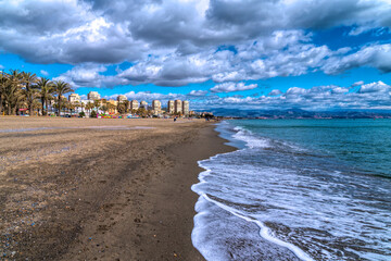 Sticker - Torremolinos beach Spain Costa del Sol of Playa del Bajondillo Andalusia 