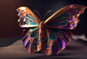 Poster - A delicate butterfly with wings as thin as tissue paper. Generative AI technology.