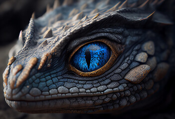 Aufkleber - close up of the head of a dragon Generative AI technology.